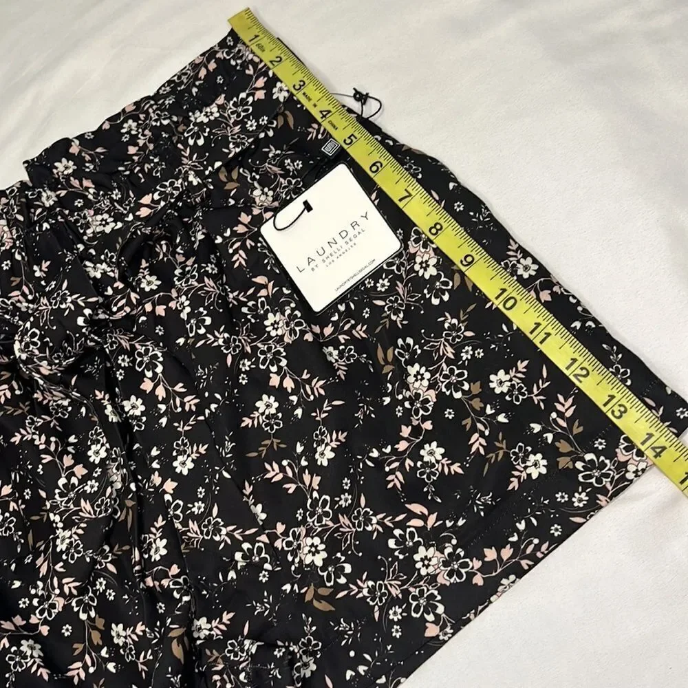 LAUNDRY by Shelli Segal Peach Floral Paper Bag Waist Shorts Size Small